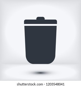 bin icon, stock vector illustration flat design style