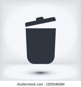 bin icon, stock vector illustration flat design style
