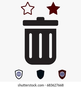 bin icon, stock vector illustration flat design style