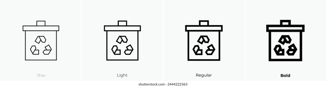 bin icon. Thin, Light Regular And Bold style design isolated on white background