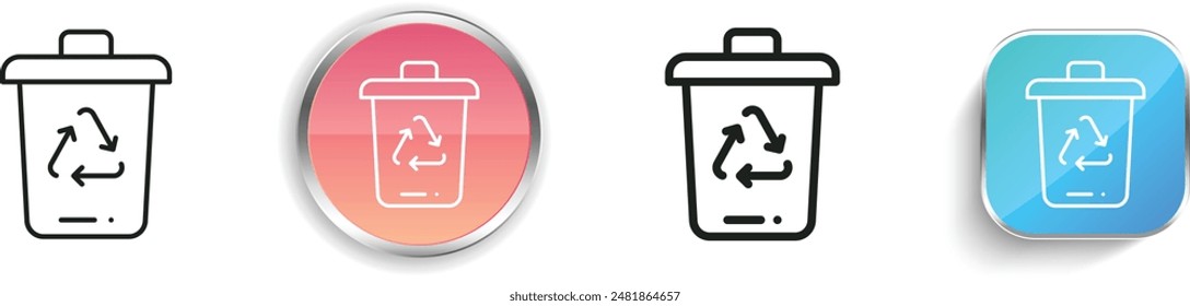 bin icon. Thin Linear, Regular and Button Style Design Isolated On White Background