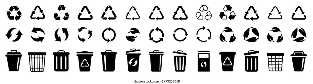 Bin icon. Trash can. Recycle icons set. Biodegradable, compostable, recyclable icon set. Vector illustration