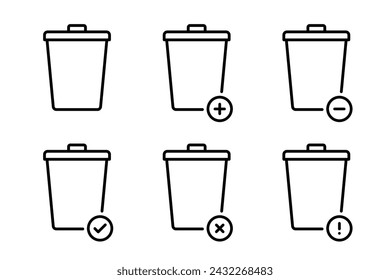 Bin icon. Trash bin vector icons collection. Waste, rubbish, garbage set icons symbols. Vector icons
