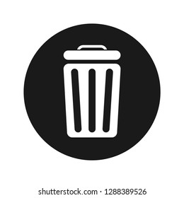 Bin icon vector illustration design isolated on flat black round button