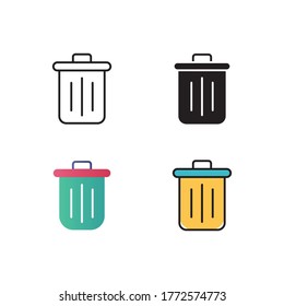 bin icon vector illustration with different style color. isolated on white background