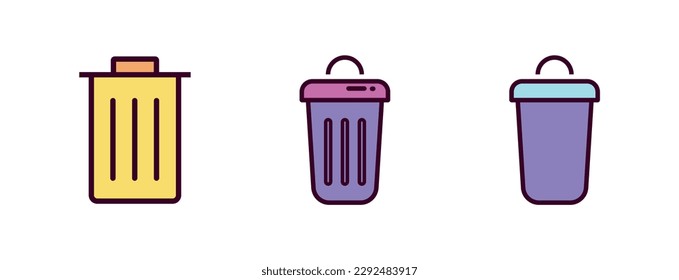 Bin Icon Vector Illustration. Bin Lineal Color Icon