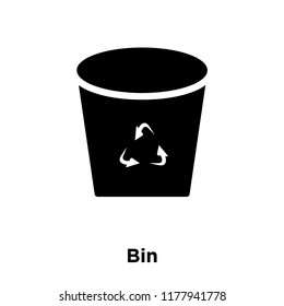 Bin icon vector isolated on white background, logo concept of Bin sign on transparent background, filled black symbol