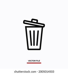 Bin icon vector. Simple trash sign