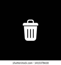 bin icon. white flat vector illustration on black background