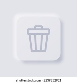 Bin Icon, White Neumorphism Soft UI Design for Web Design, Application UI und mehr, Button, Vector.
