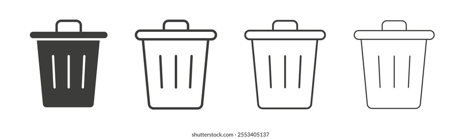 Bin icons collection. vector set in black color