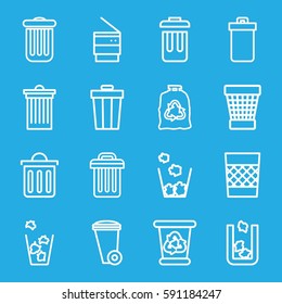 bin icons set. Set of 16 bin outline icons such as 