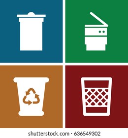 Bin icons set. set of 4 bin filled icons such as