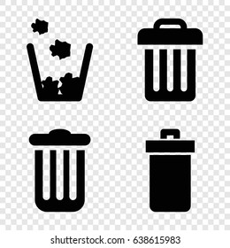 Bin icons set. set of 4 bin filled icons such as