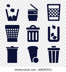 Bin icons set. set of 9 bin filled icons such as 