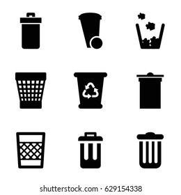 Bin icons set. set of 9 bin filled icons such as 