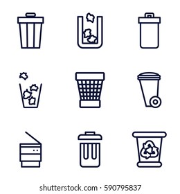 bin icons set. Set of 9 bin outline icons such as 
