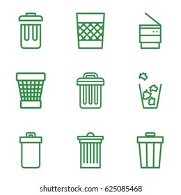 Bin icons set. set of 9 bin outline icons such as 