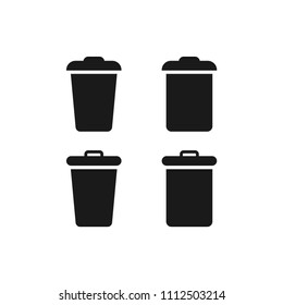 Bin icons set. Simple design for Internet/website. Isolate on white background.