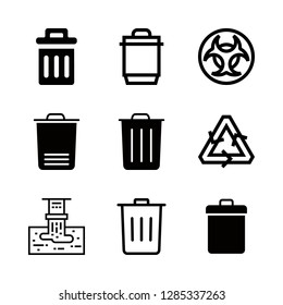 bin icons set with trash, recycle bin filled tool and recycling vector set