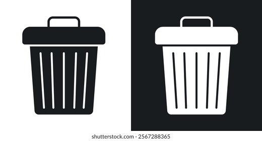 Bin icons in solid black and white colors