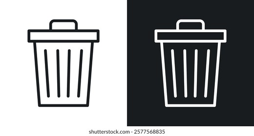 Bin icons in thin black and white stroke liner style