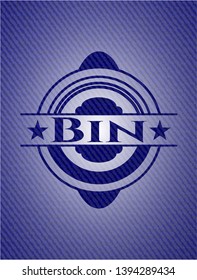 Bin jean or denim emblem or badge background. Vector Illustration. Detailed.