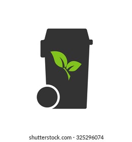 bin with  leaves  symbol