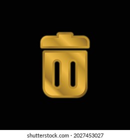 Papelera con un icono metálico o un vector de logotipo chapado en oro