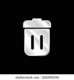 Bin With Lid silver plated metallic icon