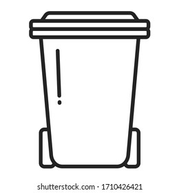 Bin line black icon. Сleaning service. Outline pictogram for web page, mobile app, promo.