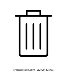 Bin Lineal Icon Symbol Vector. Black Outline Bin Icon