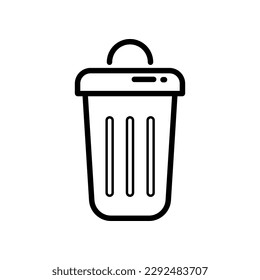 Bin Lineal Icon Symbol Vector. Black Outline Bin Icon