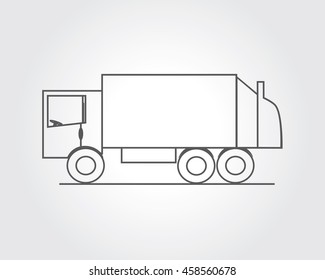 bin lorry in simple line art sketch style
 svg