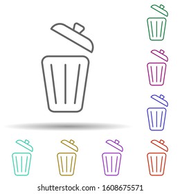 bin multi color style icon. Simple thin line, outline vector of furniture icons for ui and ux, website or mobile application