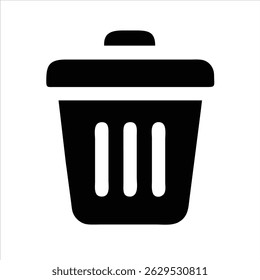Diseño de icono de objeto de papelera en blanco y negro con contorno en negrita 