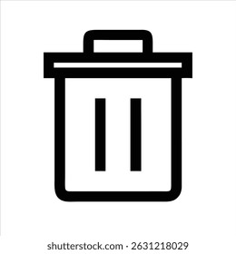 Bin object icon modern art design black and white with bold outline 