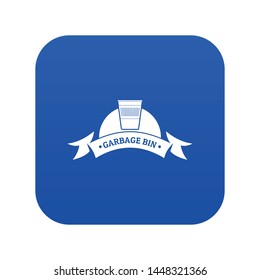 Bin office icon blue vector isolated on white background