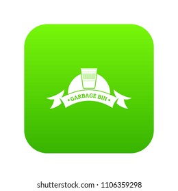 Bin office icon green vector isolated on white background