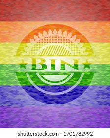 Bin auf Mosaikhintergrund mit den Farben der LGBT-Flagge