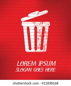 Bin on red background,poster grunge design
