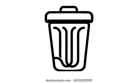 bin one continuous line drawing of metal recycle bin home appliance. Trendy single line draw design vector graphic illustration