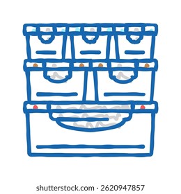 Organizador de la papelera Inicio Interior Doodle Icono Sketch Vector Organizador de la papelera Inicio Interior Signo