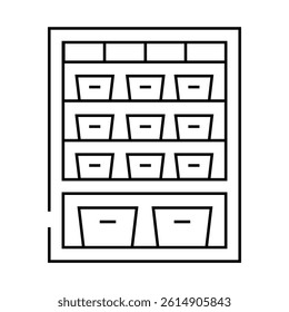 bin organizer home interior line icon vector. bin organizer home interior sign. isolated contour symbol black illustration
