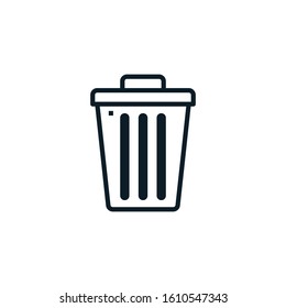 Bin outline icons. Vector illustration. Editable stroke. Isolated icon suitable for web, infographics, interface and apps.