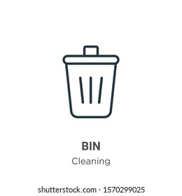 Bin outline vector icon. Thin line black bin icon, flat vector simple element illustration from editable cleaning concept isolated on white background