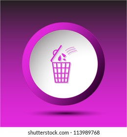Bin. Plastic button. Vector illustration.