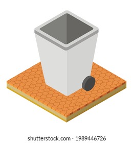 Bin Plastic Icon. Isometric Illustration Of Bin Plastic Vector Icon For Web