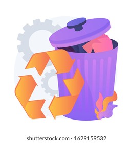 Bin for recyclable waste. Urban trashbin, garbage sorting, junk utilization. Cartoon isolated can with rubbish. Metal dustbin with lid. Vector isolated concept metaphor illustration.