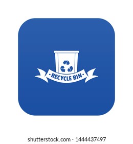 Bin recycle icon blue vector isolated on white background